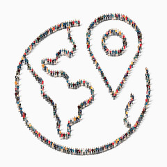 globe map pointer people