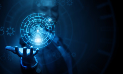 Woman presenting modern technologies