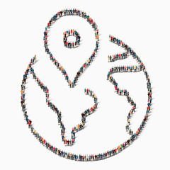 globe map pointer people