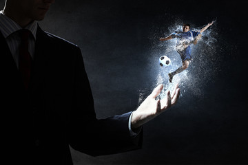 Soccer player kicking ball