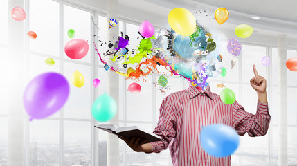 Portrait of headless guy