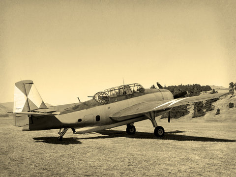 'Vintage Style' image  of World of American War 2 Torpedo bomber. First saw combat in 1942