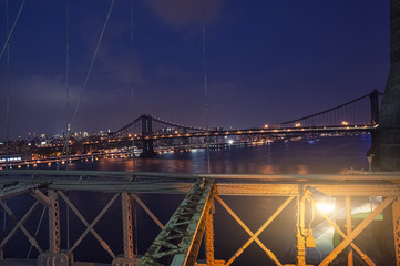 brooklyn bridge NY by night