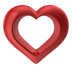 Red heart isolated on white background