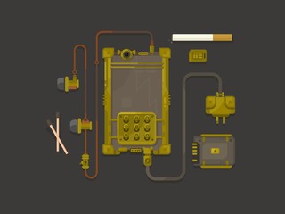 Steampunk design mobile phone flat