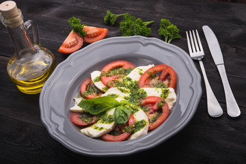 caprese salad with tomato and mozzarella
