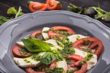 caprese salad with tomato and mozzarella