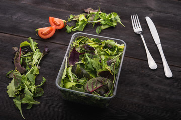 close up of green salad arugula