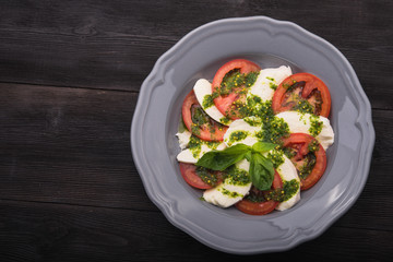 caprese salad with tomato and mozzarella