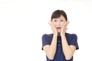 Fototapeta premium 驚いた表情の女性