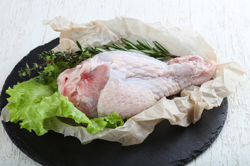 Raw turkey leg