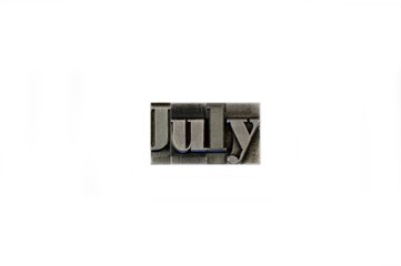 July / caracteres d'imprimerie en plomb 