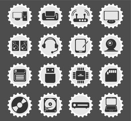 Computer equipment simple vector icons