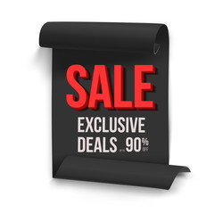 Big Sale Paper Ribbon Banner Isolated on White Background. Twist