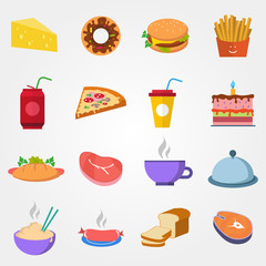 Food in flat style on a grey background