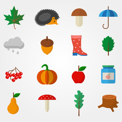 Spring accessories in flat style on gray background