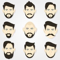 Hairstyles hipster beard and a gray background