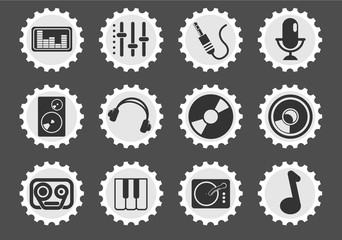 Audio and music simple vector icons
