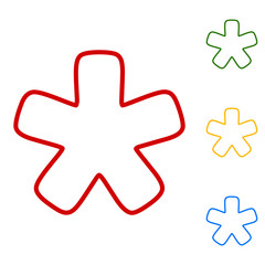 Asterisk star sign. Set of line icons