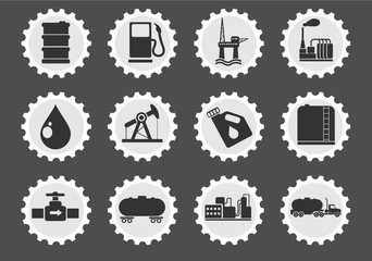 Oil and petrol industry objects icons