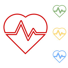 Heartbeat sign. Set of line icons