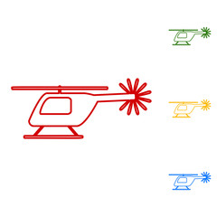 Helicopter sign. Set of line icons