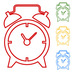 Alarm clock. Set of line icons