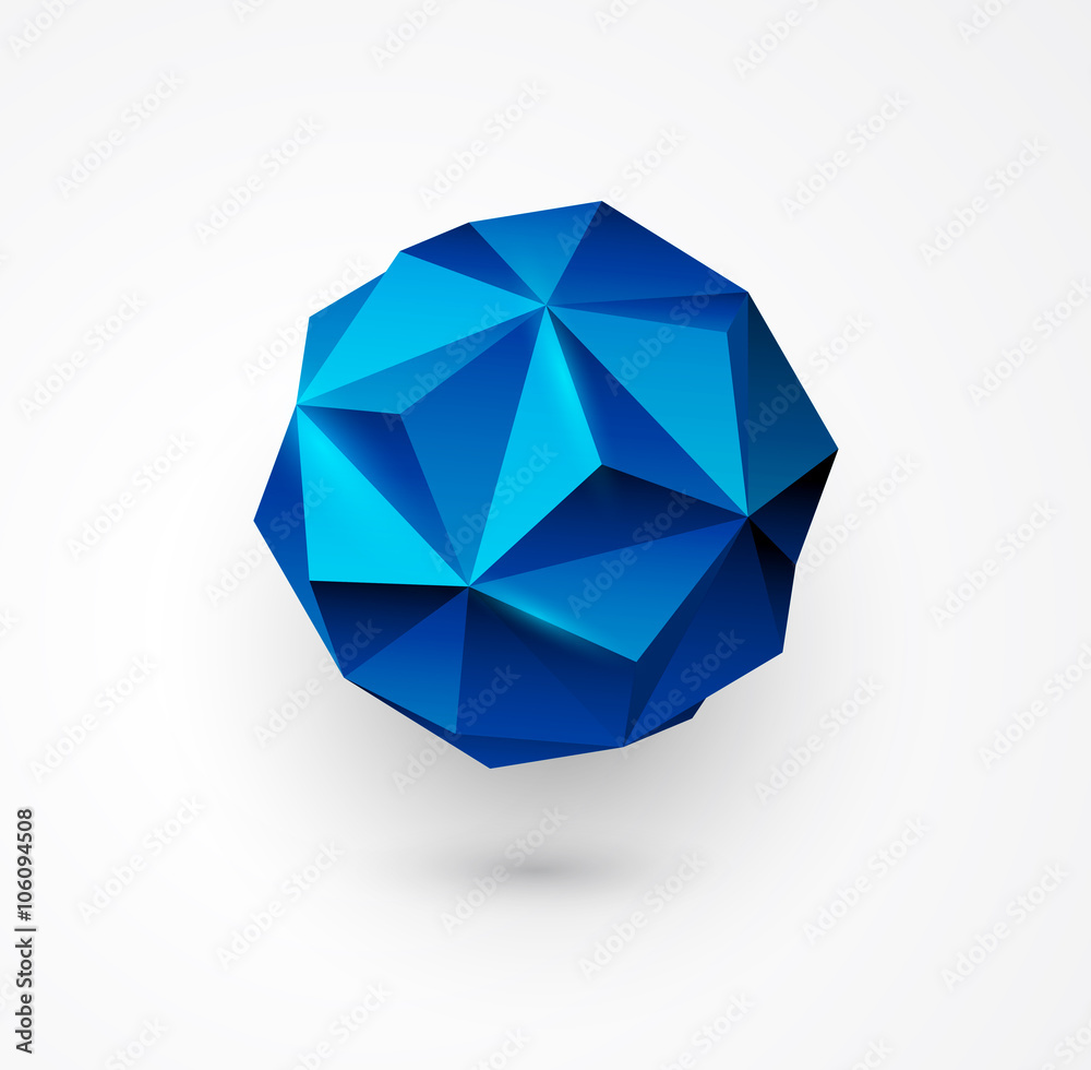 Poster Abstract Vector polygon shape.  low poly sphere. 