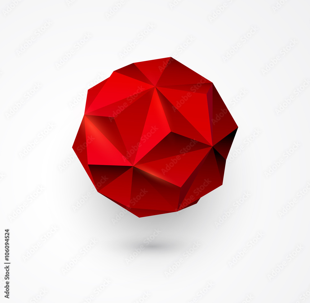 Poster Abstract Vector polygon shape.  low poly sphere. 
