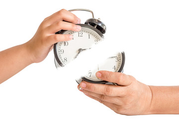 two hands usurp vintage clock. time concept