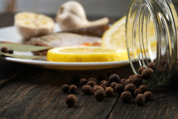 pepper on the wooden table