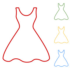 Woman dress. Set of line icons