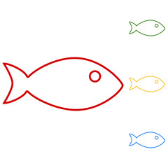 Fish sign. Set of line icons