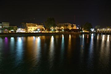 Fototapeta na wymiar View of the hotel Abkhazia from the port