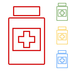 Obraz premium Medical container. Set of line icons