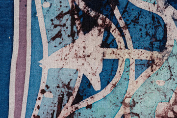 Waves and arrows, hot batik, background texture, handmade on silk, abstract surrealism art