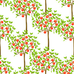 Seamless pattern with garden tress. Background made without clipping mask. Easy to use for backdrop, textile, wrapping paper