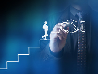 Businessman drawing graphics  growing graph