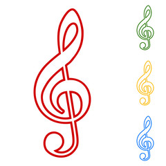 Obraz premium Violine clef line icons set