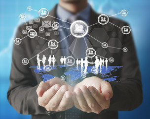 Holding virtual icon  social network