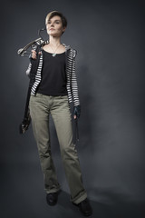 young woman with a crossbow