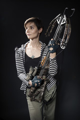 young woman with a crossbow