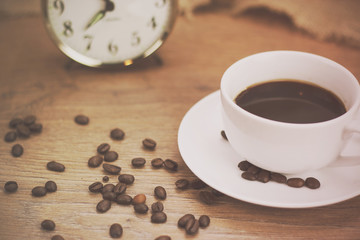Coffee cup against a rustic background