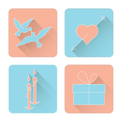 Symbol set for Valentine's Day in the style of flat. Vector illustration. eps10