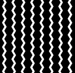 Vector zig zag seamless pattern. Black and white background