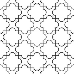 Ornamental arabic seamless pattern. Vector black and white background.