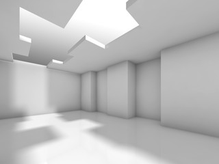 Abstract white empty interior, digital 3d