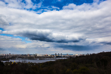 The left bank of the Dnieper river in Kyiv