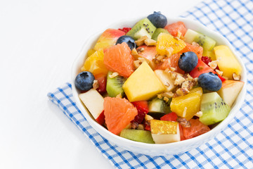 Delicious fruit salad, closeup