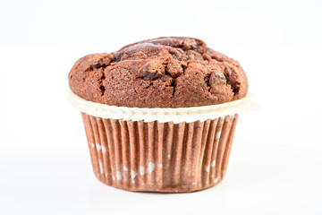 Homemade Chocolate Chip Muffin On White
